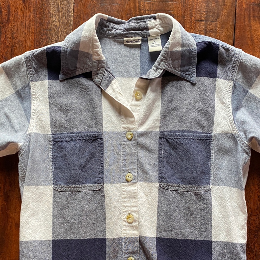 NorthCrest Retro Navy Checkered Button-up - Small - Picture 5 of 6